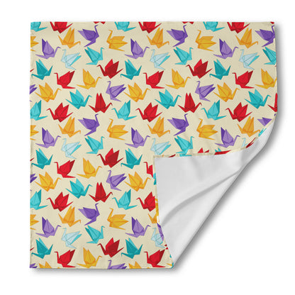 Colorful Origami Crane Pattern Print Silk Bandana