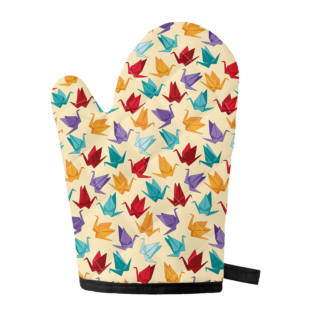 Colorful Origami Crane Pattern Print Single Oven Mitt