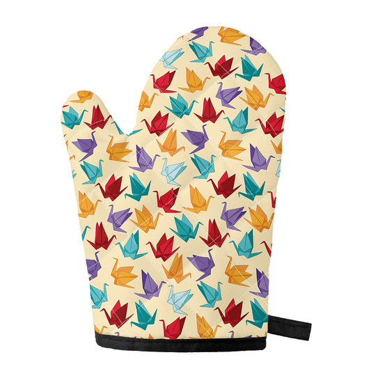 Colorful Origami Crane Pattern Print Single Oven Mitt