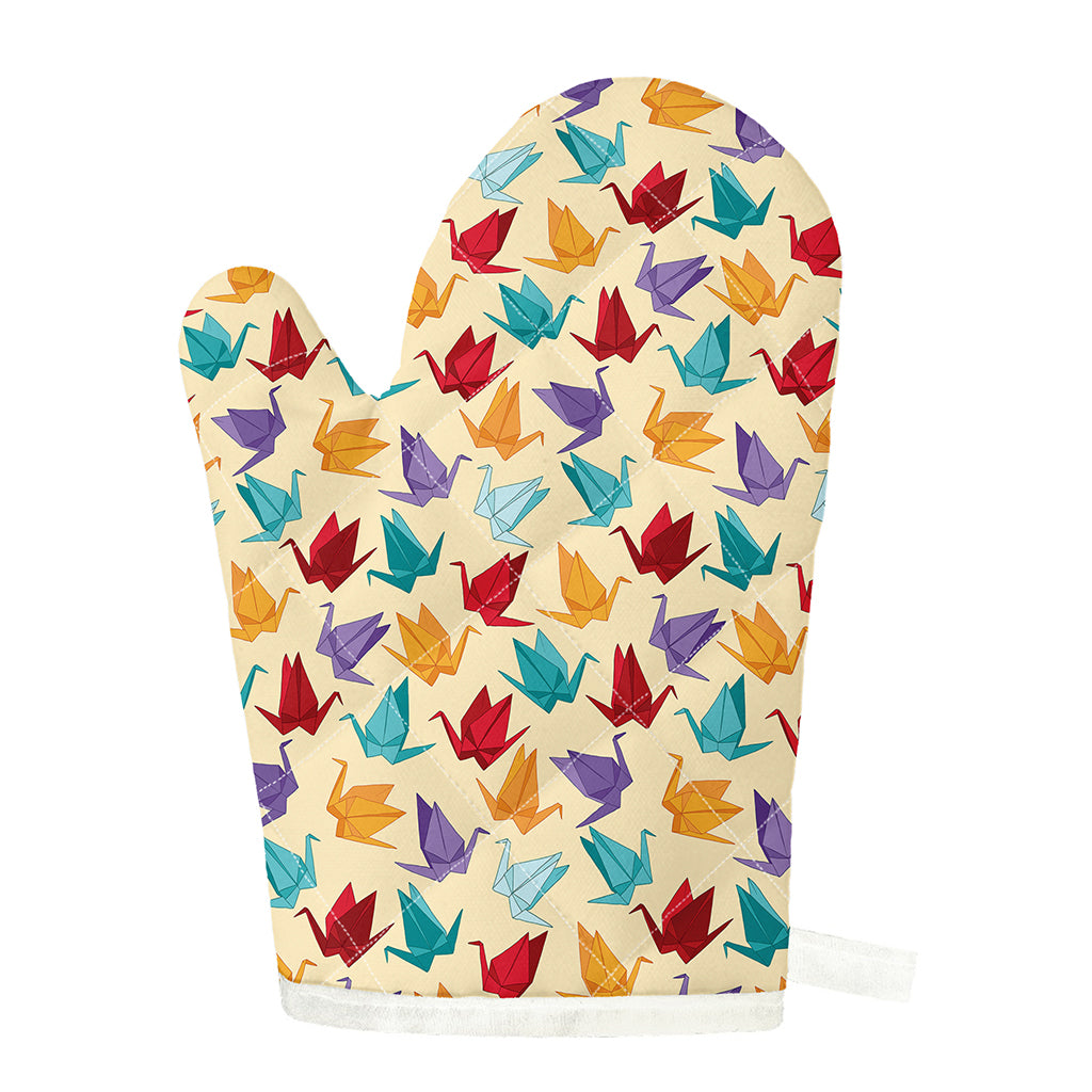 Colorful Origami Crane Pattern Print Single Oven Mitt