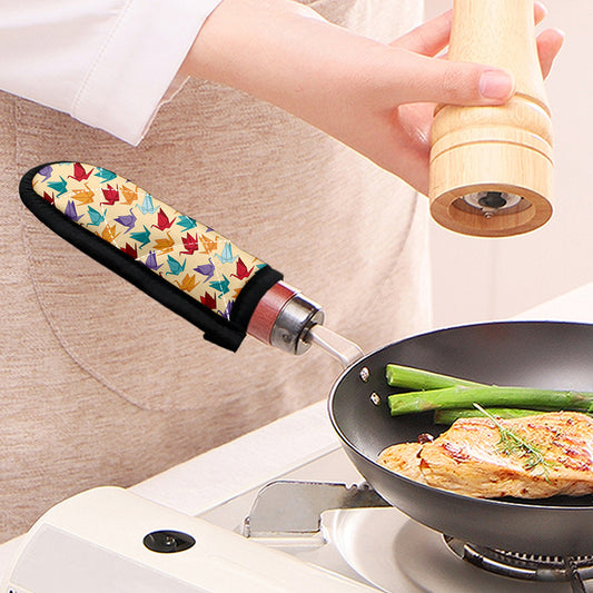 Colorful Origami Crane Pattern Print Skillet Handle Cover