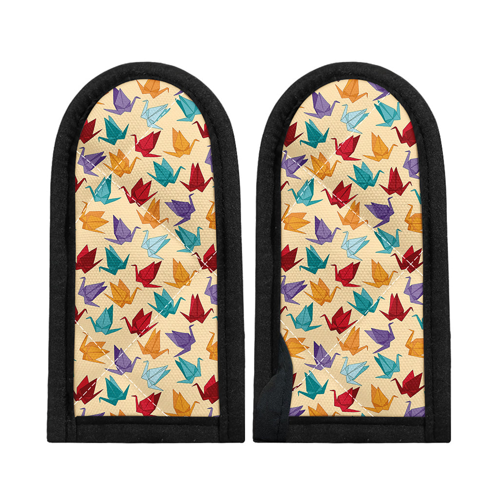 Colorful Origami Crane Pattern Print Skillet Handle Cover
