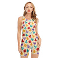 Colorful Origami Crane Pattern Print Sleeveless One Piece Swimsuit