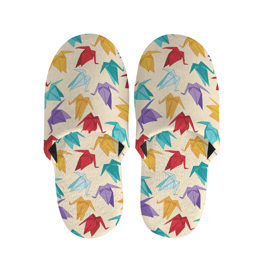 Colorful Origami Crane Pattern Print Slippers