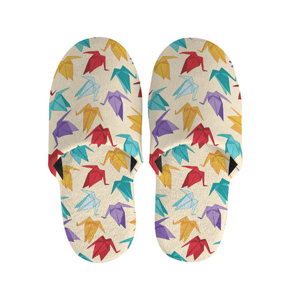 Colorful Origami Crane Pattern Print Slippers