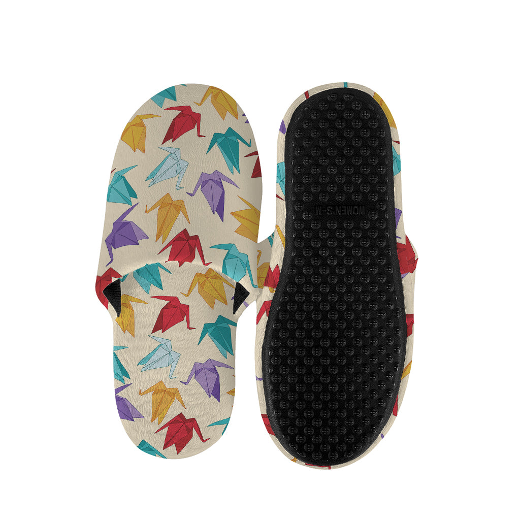 Colorful Origami Crane Pattern Print Slippers