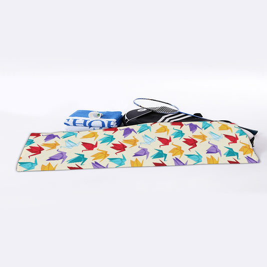 Colorful Origami Crane Pattern Print Sports Towel