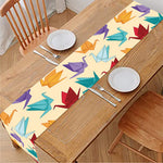Colorful Origami Crane Pattern Print Table Runner