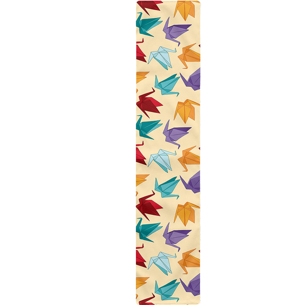 Colorful Origami Crane Pattern Print Table Runner
