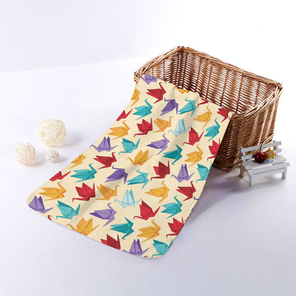 Colorful Origami Crane Pattern Print Towel