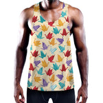 Colorful Origami Crane Pattern Print Training Tank Top