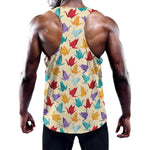Colorful Origami Crane Pattern Print Training Tank Top