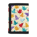 Colorful Origami Crane Pattern Print Trifold Wallet