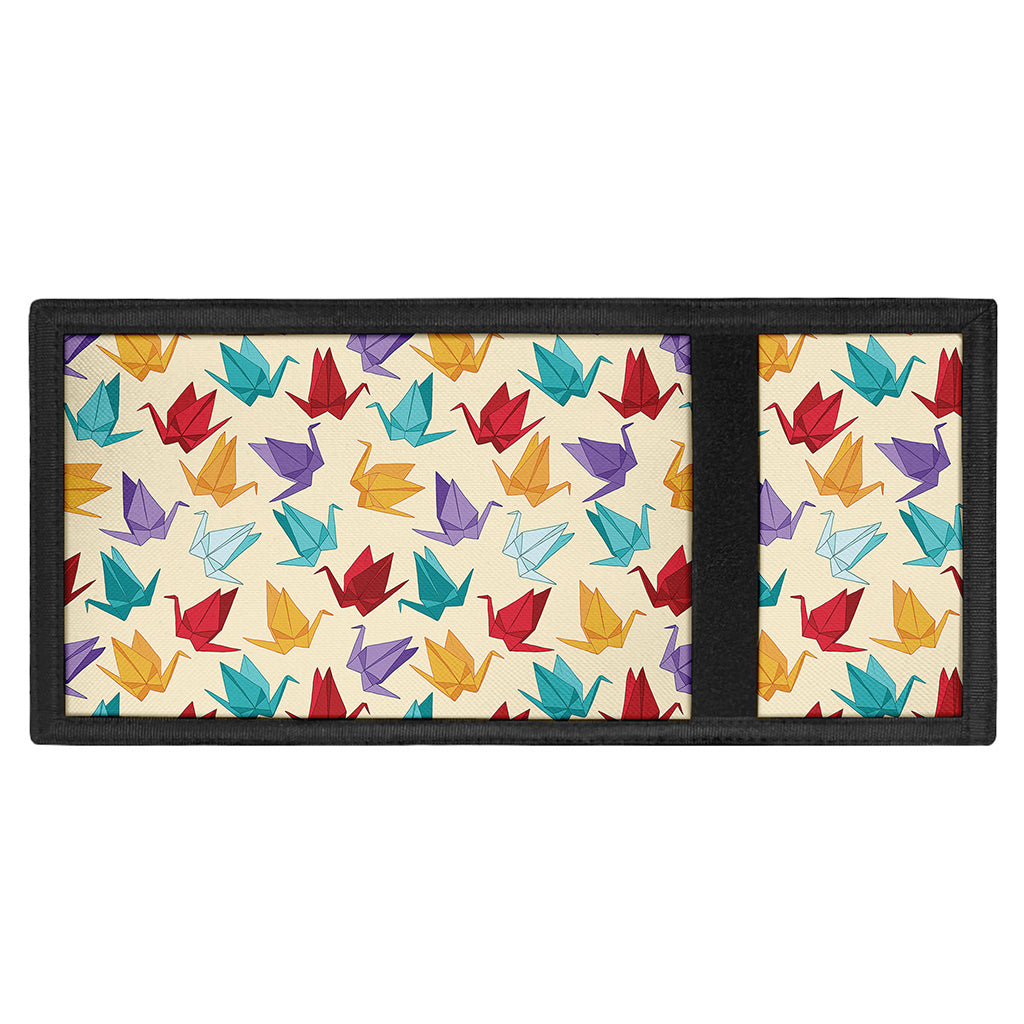 Colorful Origami Crane Pattern Print Trifold Wallet
