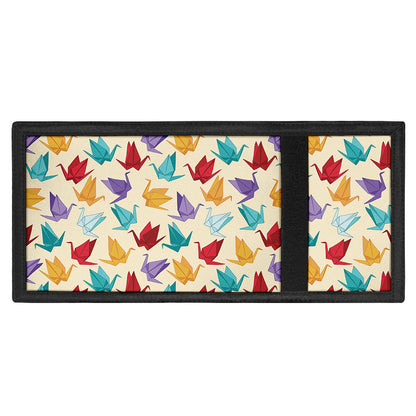 Colorful Origami Crane Pattern Print Trifold Wallet