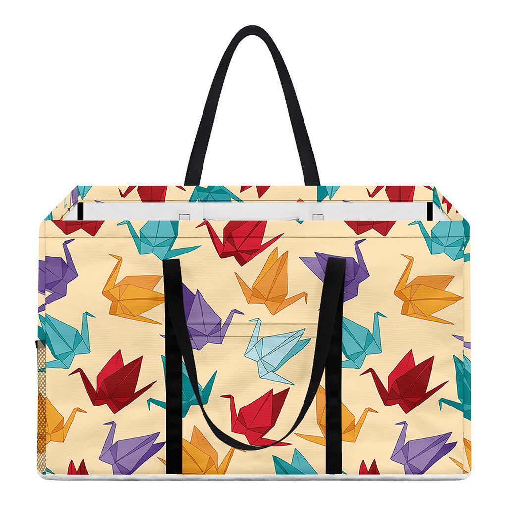 Colorful Origami Crane Pattern Print Utility Tote Bag