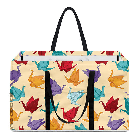 Colorful Origami Crane Pattern Print Utility Tote Bag