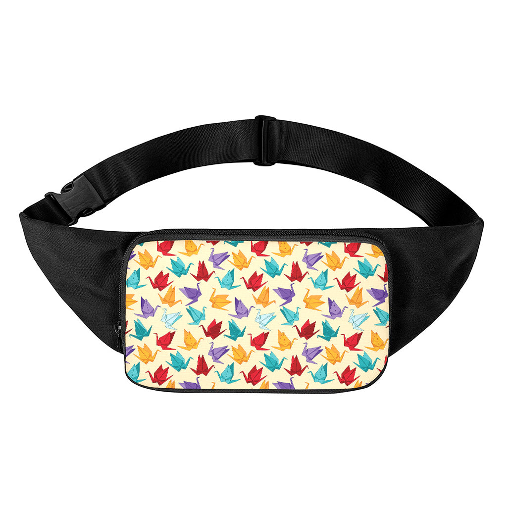 Colorful Origami Crane Pattern Print Waist Bag