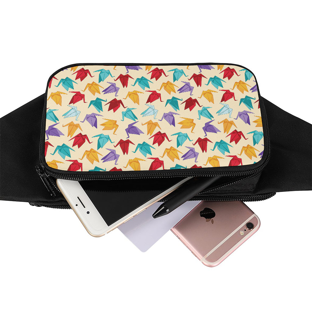 Colorful Origami Crane Pattern Print Waist Bag