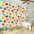 Colorful Origami Crane Pattern Print Wall Sticker
