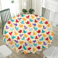 Colorful Origami Crane Pattern Print Waterproof Round Tablecloth