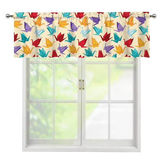 Colorful Origami Crane Pattern Print Window Valance
