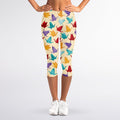 Colorful Origami Crane Pattern Print Women's Capri Leggings