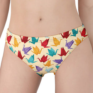 Colorful Origami Crane Pattern Print Women's Panties