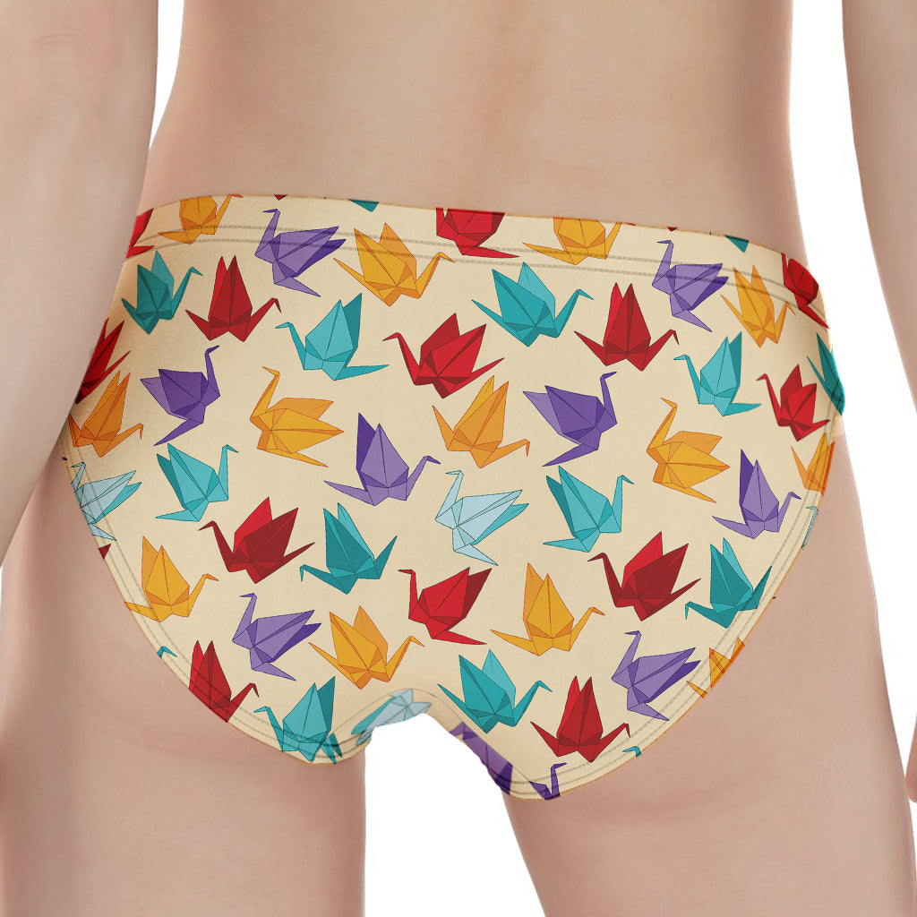 Colorful Origami Crane Pattern Print Women's Panties