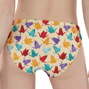 Colorful Origami Crane Pattern Print Women's Panties