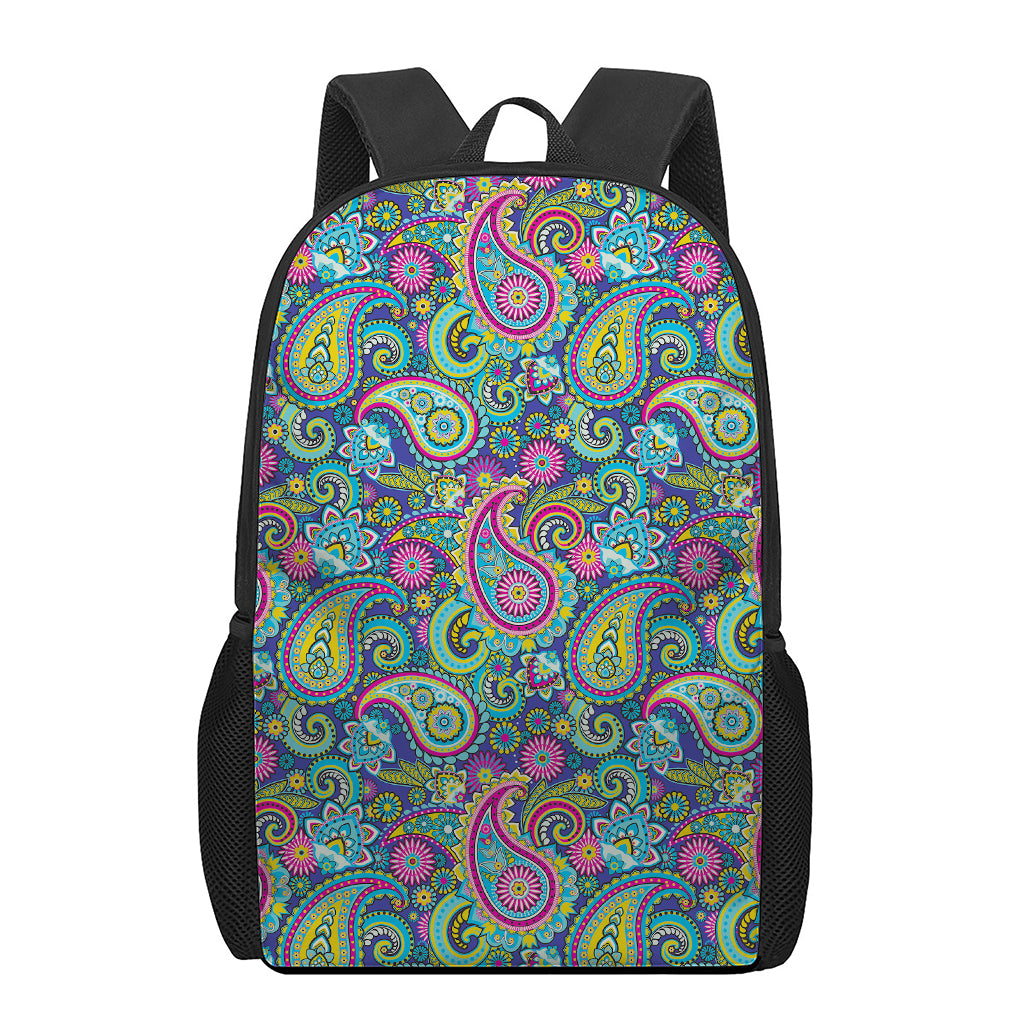 Colorful Paisley Pattern Print 17 Inch Backpack