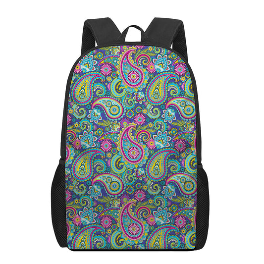 Colorful Paisley Pattern Print 17 Inch Backpack