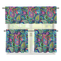 Colorful Paisley Pattern Print 3 Piece Kitchen Curtains