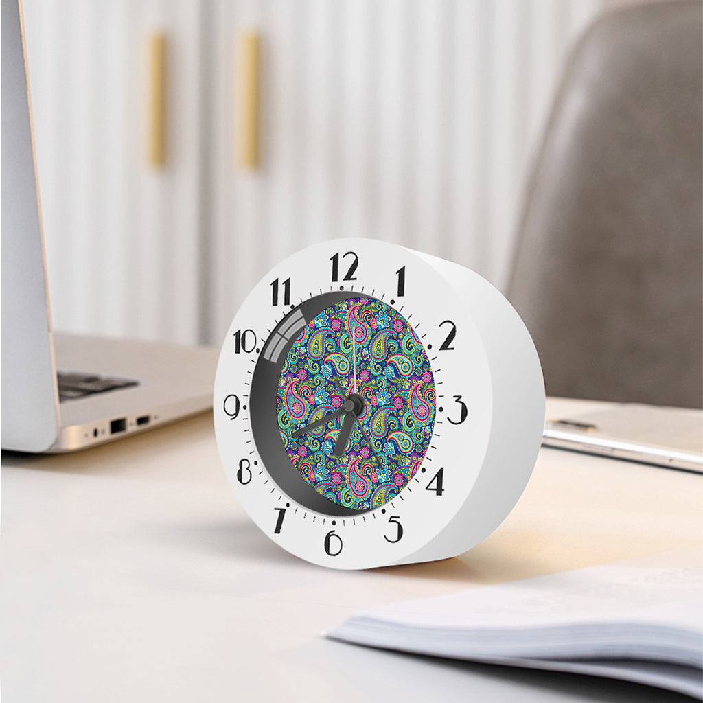 Colorful Paisley Pattern Print Alarm Clock