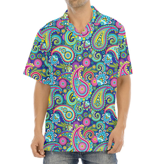 Colorful Paisley Pattern Print Aloha Shirt