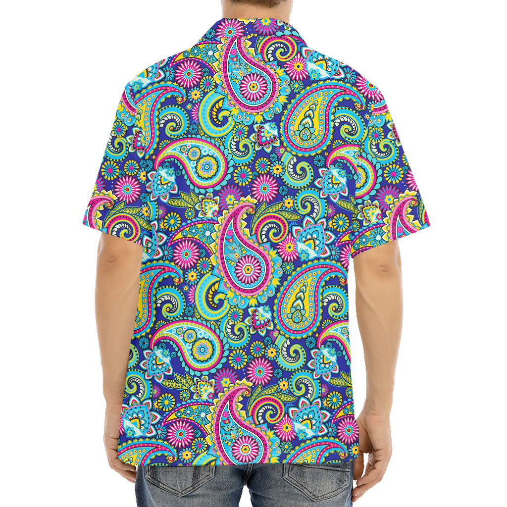 Colorful Paisley Pattern Print Aloha Shirt