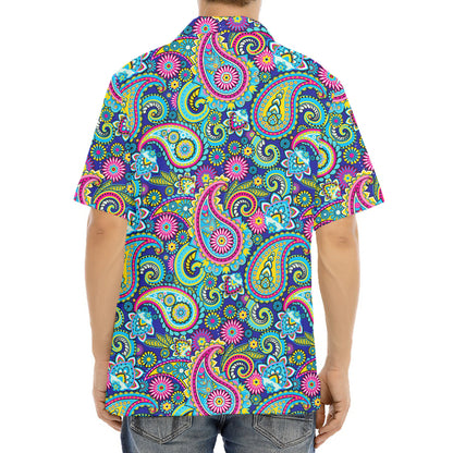 Colorful Paisley Pattern Print Aloha Shirt