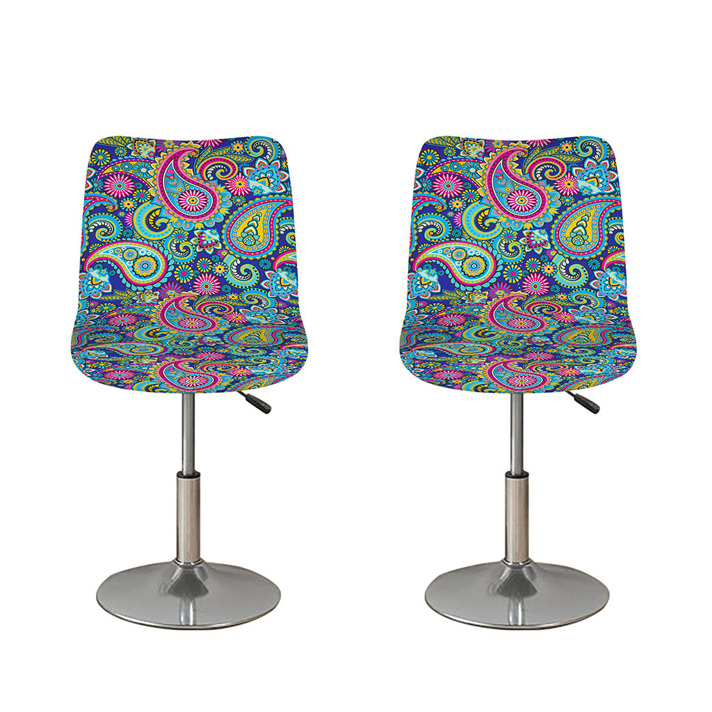 Colorful Paisley Pattern Print Bar Stool Covers