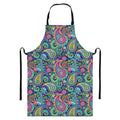 Colorful Paisley Pattern Print Bib Apron With Pocket