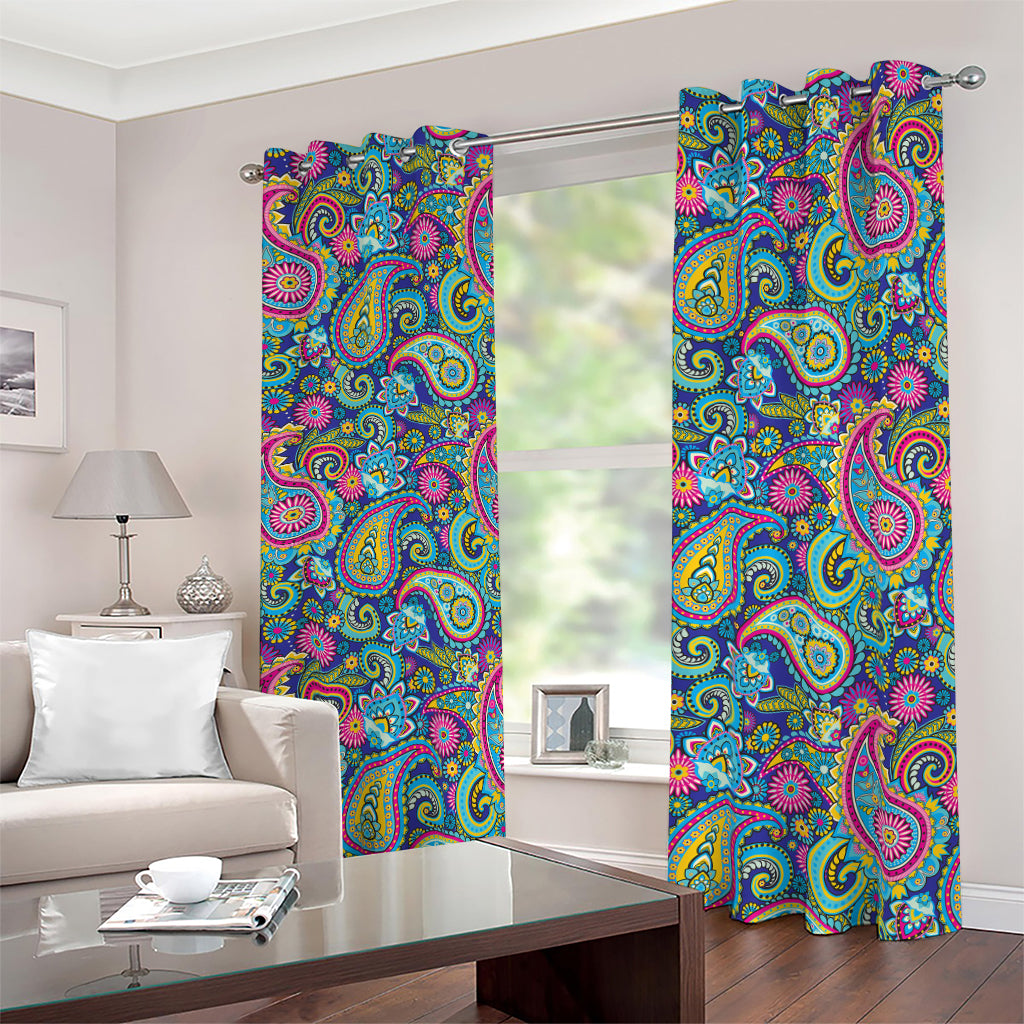 Colorful Paisley Pattern Print Blackout Grommet Curtains