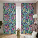 Colorful Paisley Pattern Print Blackout Pencil Pleat Curtains