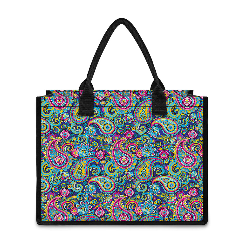 Colorful Paisley Pattern Print Canvas Tote Bag