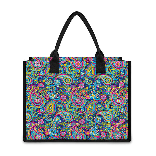 Colorful Paisley Pattern Print Canvas Tote Bag