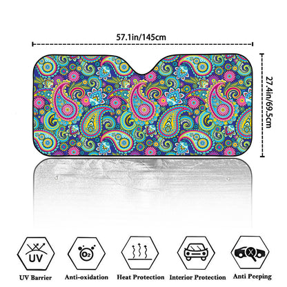 Colorful Paisley Pattern Print Car Windshield Sun Shade
