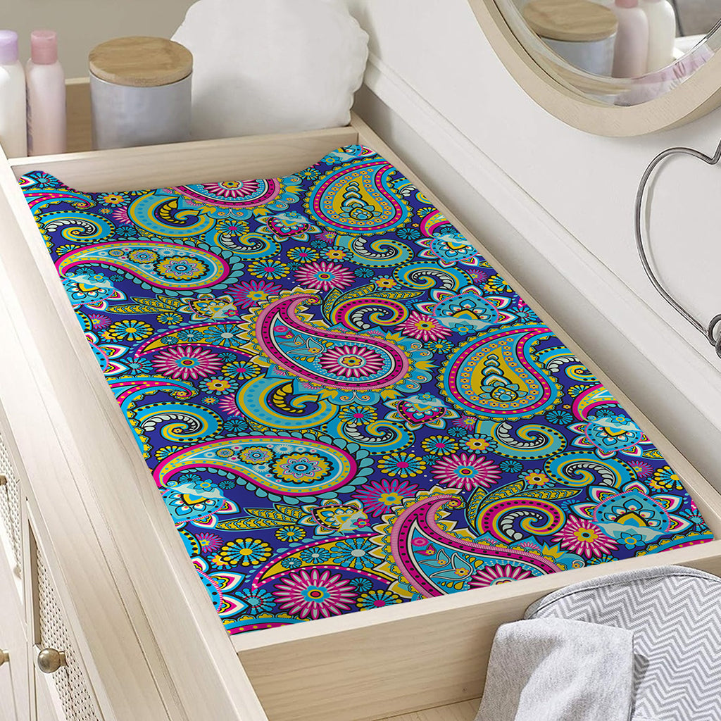 Colorful Paisley Pattern Print Changing Pad Cover