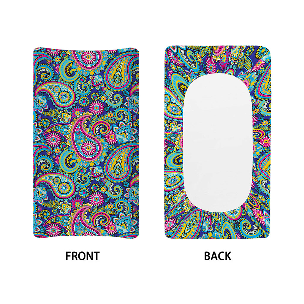 Colorful Paisley Pattern Print Changing Pad Cover
