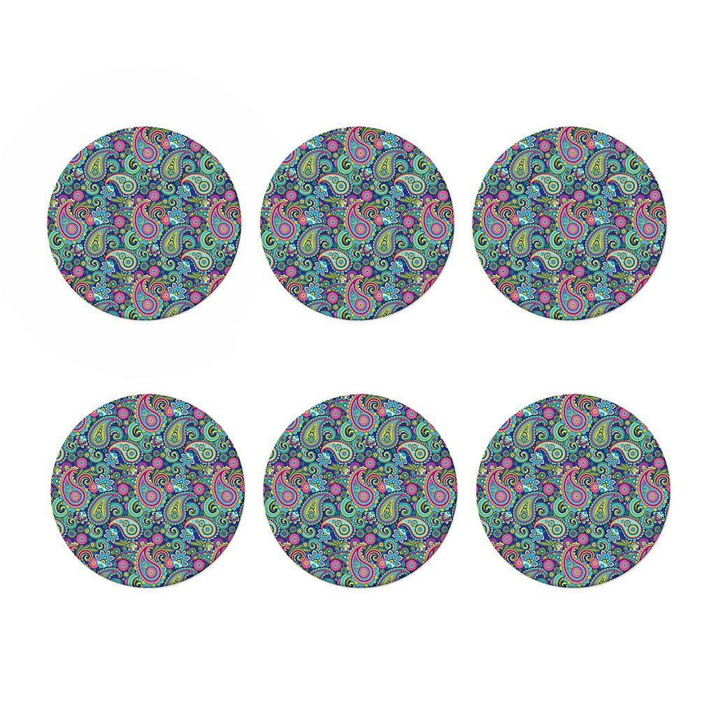 Colorful Paisley Pattern Print Coaster Set