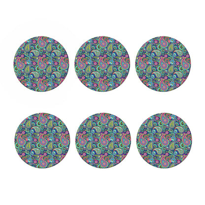 Colorful Paisley Pattern Print Coaster Set