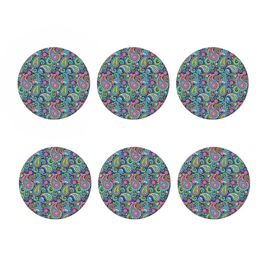 Colorful Paisley Pattern Print Coaster Set