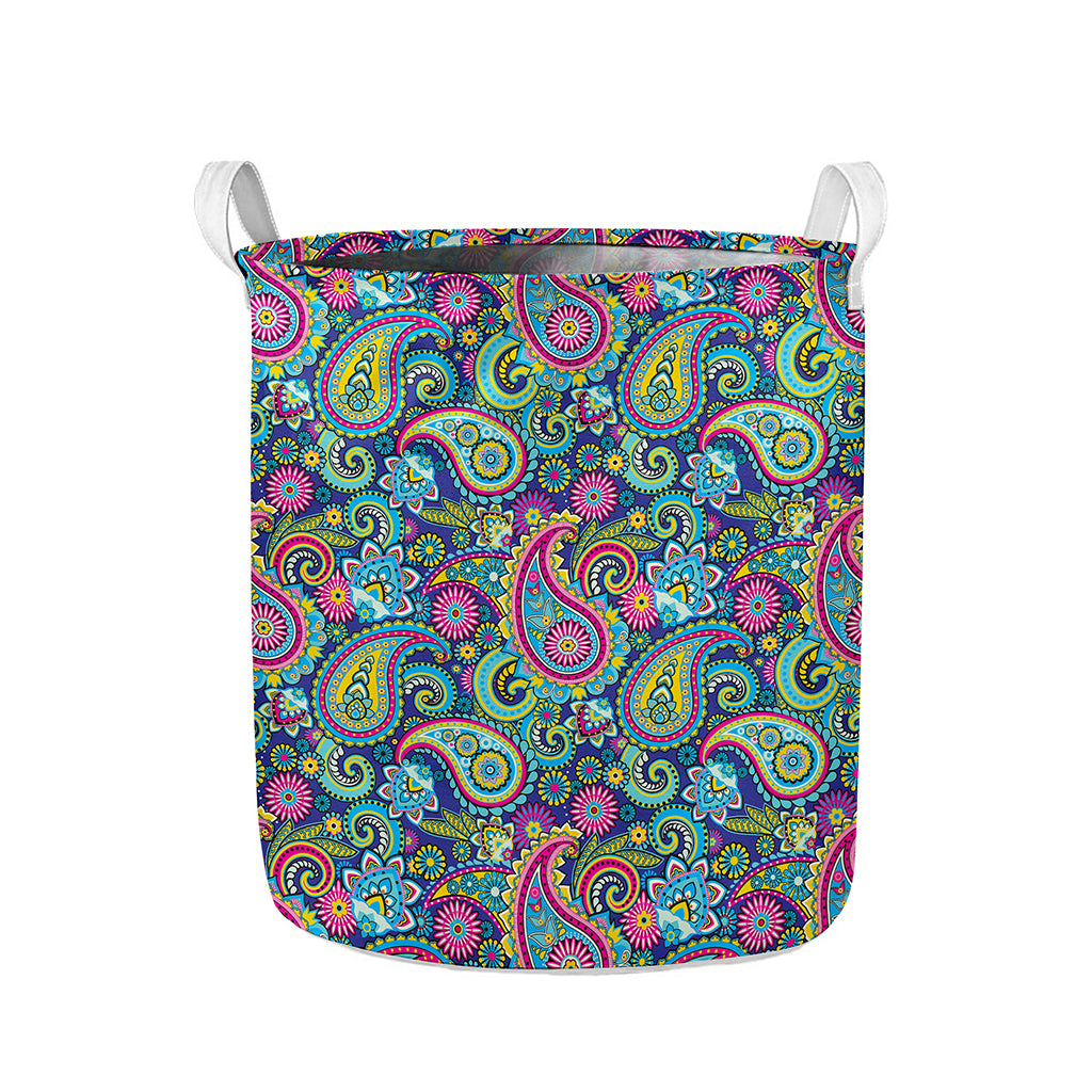 Colorful Paisley Pattern Print Collapsible Laundry Basket